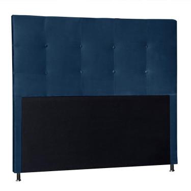 Imagem de Cabeceira Berlim 1,60 Cm Cama Box Queen Corino Azul Marinho