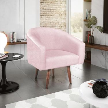 Imagem de Poltrona Decorativa Sala De Estar Recepção Luiza Pés Palito Suede - Amarena Móveis Rosa Bebê