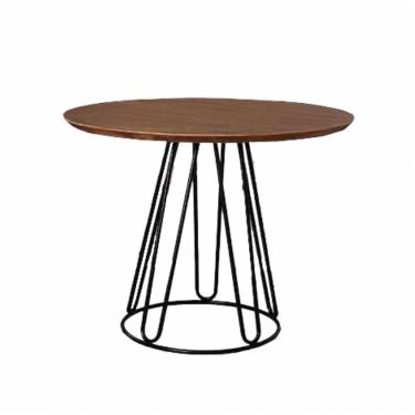 Imagem de Mesa De Jantar Rubi Amadeirado Com Base De Metal Preto