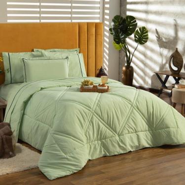 Imagem de Kit Edredom Liso Milano Dupla Face Casal Padrão 03 Cor Verde
