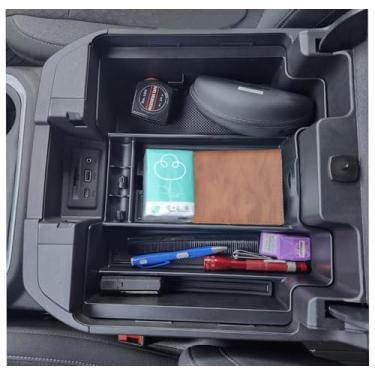 Imagem de TOPINSTALL Organizador de console central compatível com 2019-2022 Silverado/GMC Sierra 1500 e 2020-2022 Silverado/Sierra 2500HD 3500HD, bandeja de apoio de braço grande (console completo com assentos concha apenas)