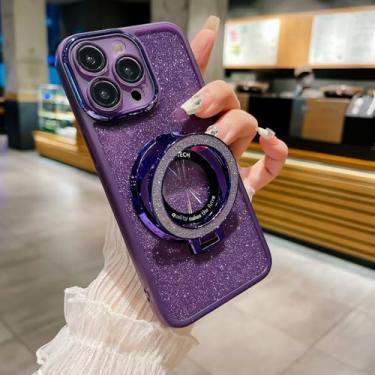 Imagem de HAONANDE Capa com glitter magnético para Realme C63 4G / Realme C61, luxuosa capa de telefone transparente com suporte brilhante brilhante para mulheres e meninas, capa transparente com protetor de