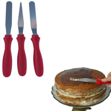 Imagem de Kit 3 Espatulas Para Confeitaria Decorar Bolo Ganache - NoBrand