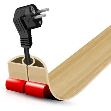 Imagem de Escondedor autoadesivo para cabo de chão, gerenciamento de cabos de 9 m, protetor de faixa de extensão para fios, evita viagens de cabos para escritórios, academias, exposições. Cavidade: 0,8 cm (L) x