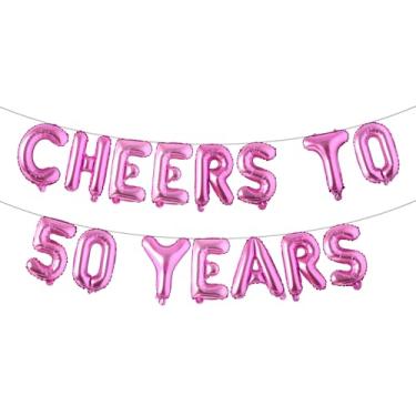 Imagem de Faixa de balão multicolorida Cheers to 50 Years - Decorações de festa de aniversário de 50 anos (CHEERS TO 50 YEARS Rose Red)