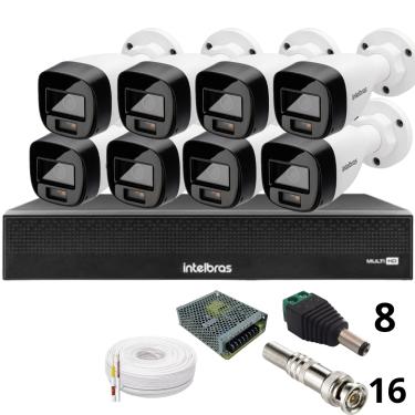 Imagem de Kit 8 Câmeras Intelbras 1120b Full Color Dvr Mhdx 1016-c Intelbras Com Detecção De Movimentos Sem Hd