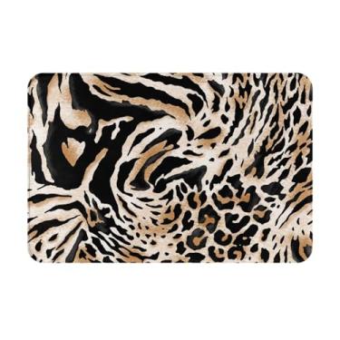 Imagem de SZDIZOWE Tapete de flanela antiderrapante com estampa de tigre leopardo animal 61 x 40 cm, tapetes de banheiro ultramacios, absorvente de água e capacho lavável na máquina