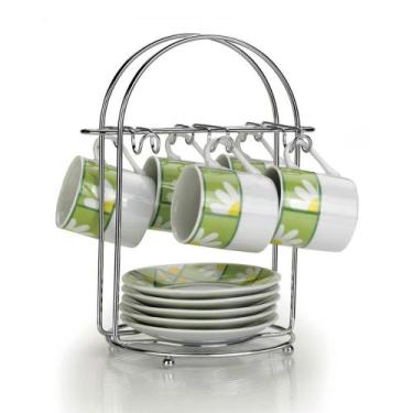 Imagem de Suporte organizador para 6 xícaras e 6 pires amarado de inox - Etilqui