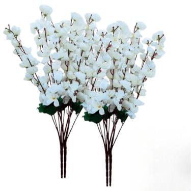Imagem de Kit 10 Buquês de Flores de Cerejeira Artificial 63cm Buquê Oriental para Decoração de Casamento (BUQUE BRANCO,KIT C/ 2 UNIDADES)