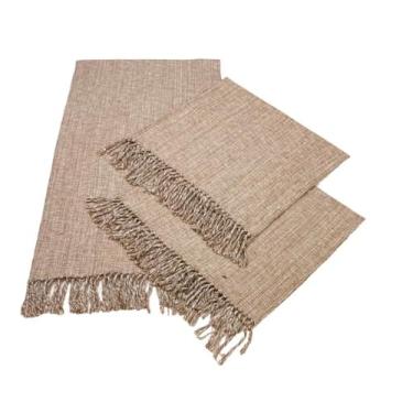 Imagem de Tapete de Cozinha, Passadeira Estilo com Franjas Kit Passadeira para Cozinha de Tear 3 Peças，Elegante e Refinado(Bege)