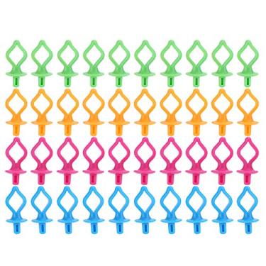 Imagem de Clipe de fixação de bobina carretel de silicone anti gota em forma de mamilo organizador de bordado de costura para a maioria das máquinas de costura 40 peças multicoloridas