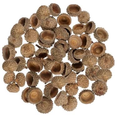 Imagem de UKCOCO 50 Unidades de Cascas de Bolota Naturais - Tampas de Bolota Rústicas Reais para Artesanato - Decoração de Vasos para Artesanato, Dia de Ação de Graças, Natal, Marrom Claro