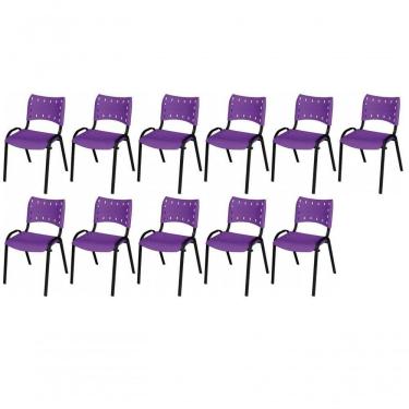 Imagem de Cadeira Iso Base Preto Igreja, Escola, Escritório - Violeta Kit 11 Peças