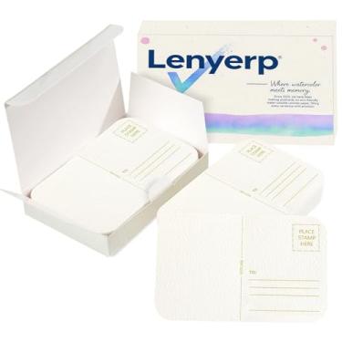 Imagem de 100 cartões postais em aquarela em branco 10 x 15 cm, 63 kg/300 gsm, papel de arte pesado sem ácido com tecnologia de fonte de estampagem a quente para pintura, faça você mesmo, correspondência