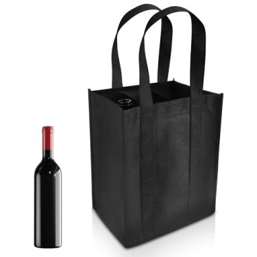 Imagem de FAIRY CORA Bolsa para transporte de vinho com 6 garrafas, sacos de vinho reutilizáveis não tecidos com divisórias, suporte portátil para garrafa de vinho para viagens, acampamento, piquenique, bolsa