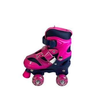 Imagem de Patins Infantil com Rodas LED, Ajustável 31-34, Rosa, Material Plástico e PVC, para Crianças a partir de 3 Anos, com Chaves Allen e de Boca