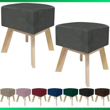 Imagem de Kit 2 Puff Banqueta Decorativo Para Sala Quadrado Multiuso Pés de Made