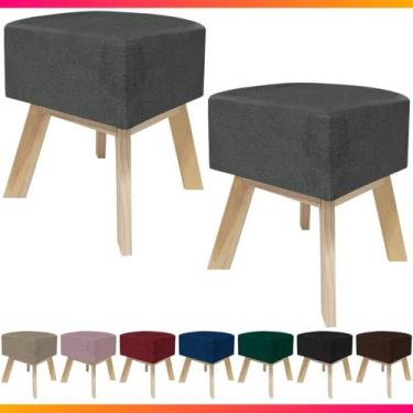 Imagem de Kit 2 Puff Banqueta Decorativo Para Sala Quadrado Multiuso Pés de Made