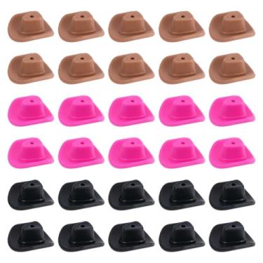 Imagem de PH PandaHall 30 peças de contas de chapéu de caubói 3 cores de silicone faroeste 22 x 10 mm chapéus de vaqueira contas focais mini chapéus de borracha solta para caneta com contas, chaveiro, cordão