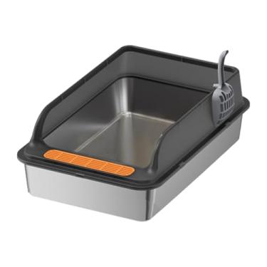 Imagem de Bothyi Caixa de areia para animais de estimação com tampa aberta, banheiro para gatos internos, caixa de areia para gatos, comadre de gato, grande, Preto