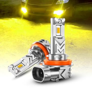 Imagem de SEALIGHT H8/H16/H11 Lâmpada LED de neblina amarela, 14.000 lúmens 3500K amarelo dourado H11 lâmpada LED, 800% de brilho, substituição de faróis de neblina CSP Chips H8 para carros, brincar e ligar