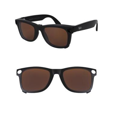 Imagem de HILEEN Clipe polarizado para Ray-Ban Meta Wayfarer RW4008 e Gen 2 RW4012 Grande 53-22 para homens e mulheres proteção UV - marrom