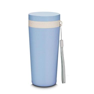 Imagem de Copo de Fibra de Trigo Parede Dupla 300ml com Alça Azul