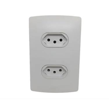 Imagem de CONJUNTO DE DUAS TOMADAS 2P+T 10A 4X2 NYLON CINZA CLARO - NEREYA - PIAL - 663186