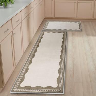 Imagem de Dunzy Conjunto de 2 tapetes de cozinha recortados, confortáveis, antiderrapantes, laváveis, tapetes de cozinha para casa de fazenda, festa de cabeceira, decoração sazonal, entrada de casa, juta 43 x