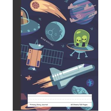 Imagem de Alien Visitors - Primary Story Journal: Dotted Midline and Picture Space | Grades K-2 School Exercise Book | 120 Story Pages