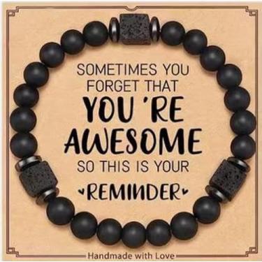 Imagem de Pulseiras de contas presentes para marido, namorado, irmão, homens, pulseira natural elástica feita à mão, pulseiras de amizade, One Size, Vidro, Sem Pedra Preciosa