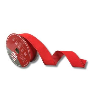 Imagem de Fita de veludo 38mm vermelha para decoração fina - TOK