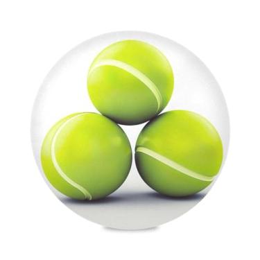 Imagem de Wassud Jogo americano bolas de tênis tapetes de mesa redondos para cozinha e jantar tapetes laváveis resistentes ao calor decoração de mesa 39 cm