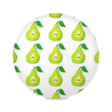 Imagem de Wassud Jogo americano verde peras tapetes de mesa redondos para cozinha e jantar tapetes laváveis resistentes ao calor decoração de mesa 39 cm