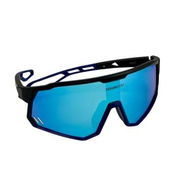 Imagem de Óculos de Sol Esportivo Máscara com Lentes Polarizadas - Ideal para Bike, Corrida, Beach Tennis e Vôlei - Unissex com Proteção UV400 (Preto, Azul)