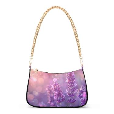 Imagem de CEBUGI Bolsas transversais femininas bolsa de ombro lindas bolsas de campo lavanda elegante bolsa clutch com alça de corrente