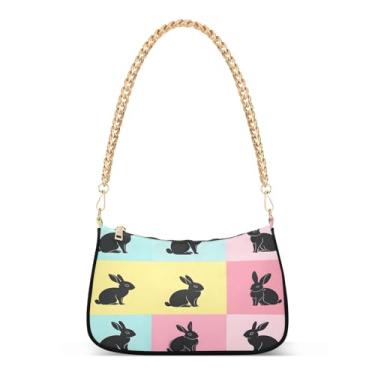 Imagem de CEBUGI Bolsas transversais femininas bolsa de ombro silhueta de coelho elegante bolsa clutch com alça de corrente