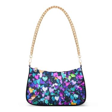 Imagem de CEBUGI Bolsas transversais para mulheres, bolsa de ombro multicolorida, bolsa clutch estilosa com alça de corrente
