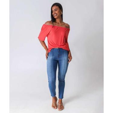 Imagem de Calça Skinny Feminina Cinto Ecxo Jeans Azul-13009, 42, Jeans azul