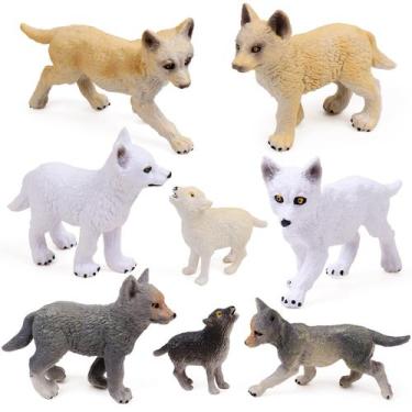 Imagem de Conjunto de bonecos de brinquedo RESTCLOUD Wolf Cub Baby Wolves Animal
