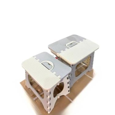 Imagem de Banqueta Dobrável de Plástico Resistente até 100kg | Banquinho Portátil para Viagem, Camping e Casa(cinza,Ifintil)