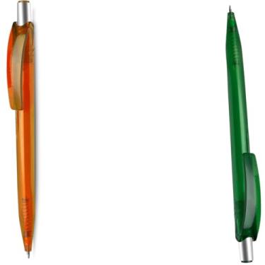 Imagem de Caneta Esferográfica Retrátil Azul, Plástica, 0.5mm, Ambidestra, para Estudos e Escrita (Laranja e Verde)