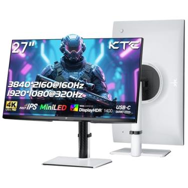 Imagem de KTC Monitor de jogos mini LED 4K de 27 polegadas, modo duplo UHD 3840x2160 (4K 160Hz/FHD 320Hz), HDR 1400, IPS rápido, tipo-C 65W, KVM, VESA, inclinação e rotação e altura ajustável, branco, M27P6