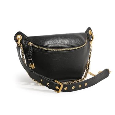 Imagem de ITAMOOD Bolsa tiracolo feminina moderna, bolsa de peito com design de nicho, bolsa de ombro de corrente, bolsa com alças de ombro intercambiáveis, Preto, Casual