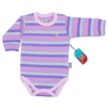 Imagem de Body Bebê Listrado Manga Longa Rosa