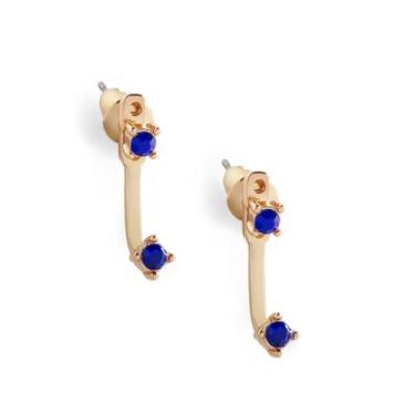 Imagem de Mint & Lily Brincos femininos com pingente de pedra do mês de nascimento – banhado a ouro 18 K sobre aço inoxidável, presente elegante para mulheres, 14mm, Aço inoxidável, Sem pedra preciosa