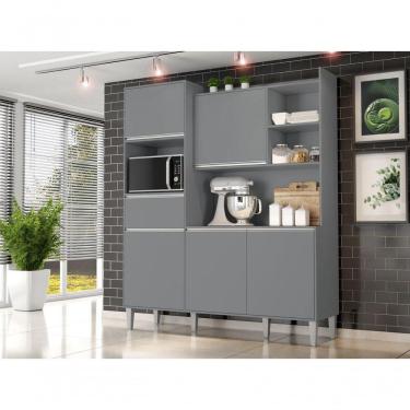 Imagem de Kit Cozinha Compacta 160cm Com 5 Portas 1 Gaveta Isabel Cinza - Ajl Móveis