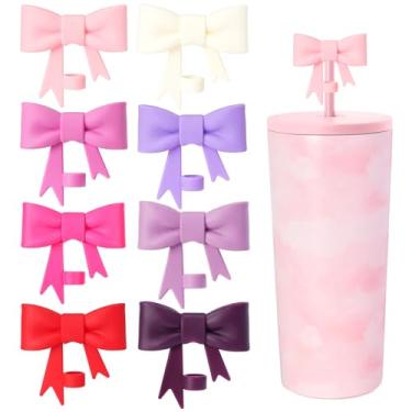 Imagem de Capas de canudo de laço bonito de 8 mm tampas compatíveis com copos Stanley Tumbler, protetores de pontas de canudo de silicone reutilizáveis fofos para canudos reutilizáveis, canudos, acessórios - 8