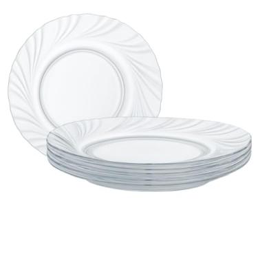 Imagem de Pratos de Vidro - Kit com 4, 8 ou 12 Peças 22x3.5cm | Fundo Transparente e Acabamento Liso | Para Jantares, Festas e Decoração(Kit 4 Pratos Palaci)