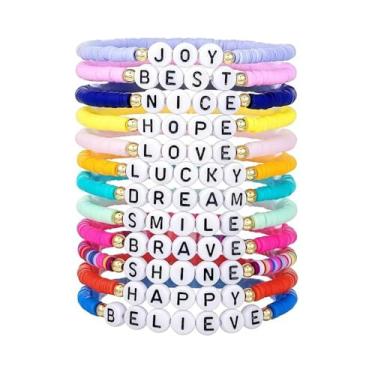 Imagem de Liiusgelad Conjunto de pulseiras Kpop SKZ com contas de argila, pulseiras elásticas de argila de polímero para mulheres, fãs de crianças perdidas, presentes para festas de aniversário, Regular, Argila